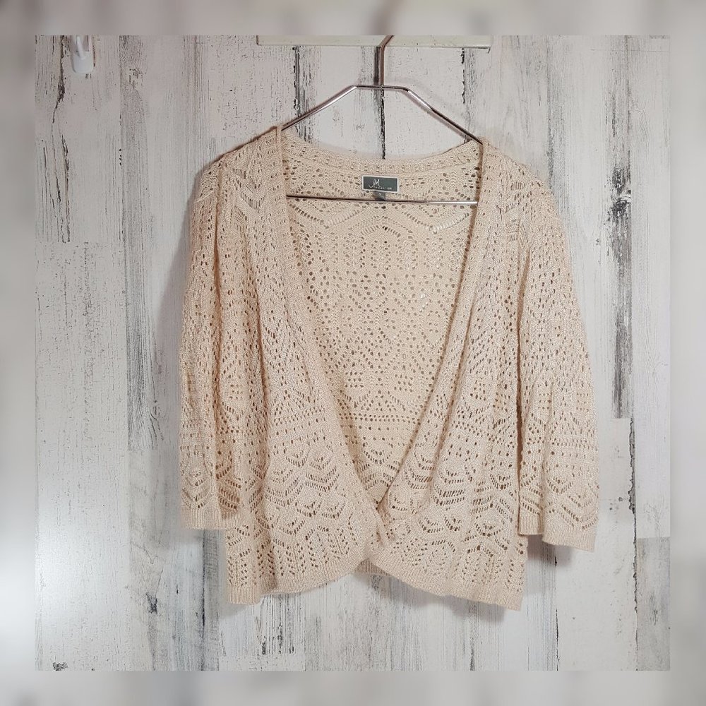 JM COLLECTION short length open-knit cardigan